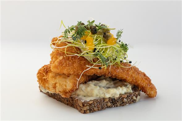 Smørrebrød m.friteret torsk